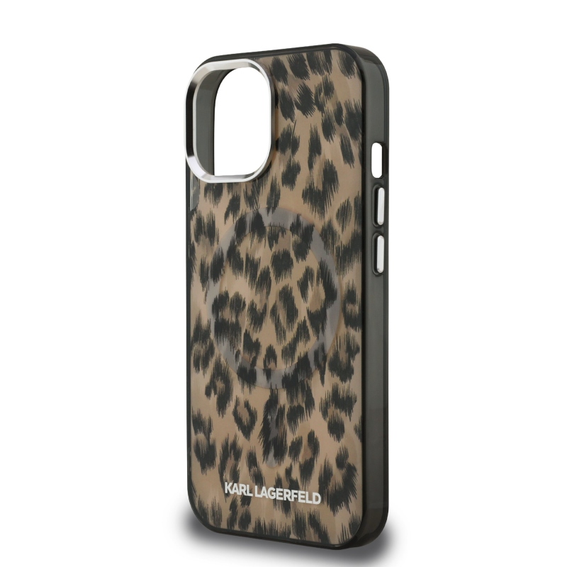 Karl Lagerfeld IML Leopard Leopard MagSafe hátlap iPhone 15-hez Barna