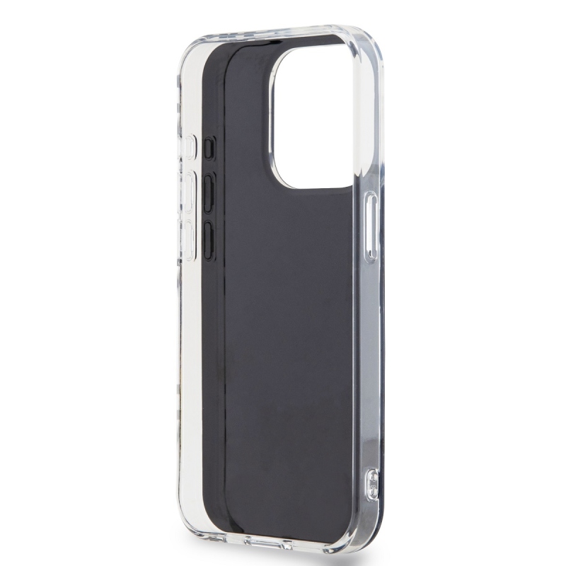 DKNY PC/TPU kockás mintás hátsó borító iPhone 14 Pro-hoz Fekete