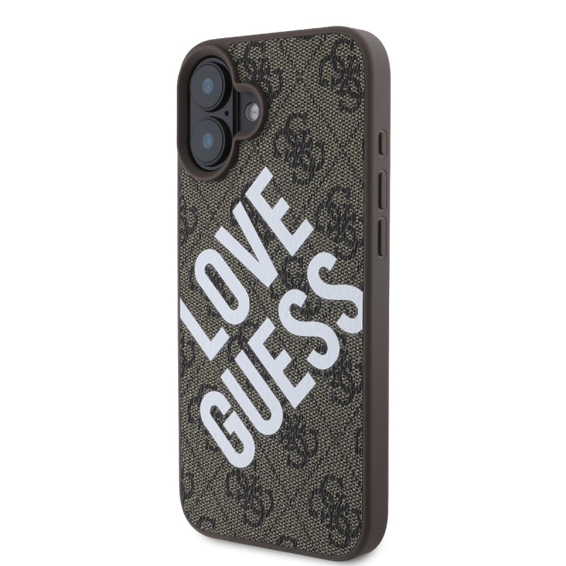 Guess PU bőr 4G Big Love Logo MagSafe hátlap iPhone 16-hoz Barna barna