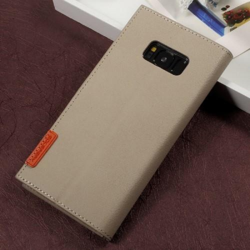 Római PU bőr/textil tok Samsung Galaxy S8 Plus készülékhez - szürke