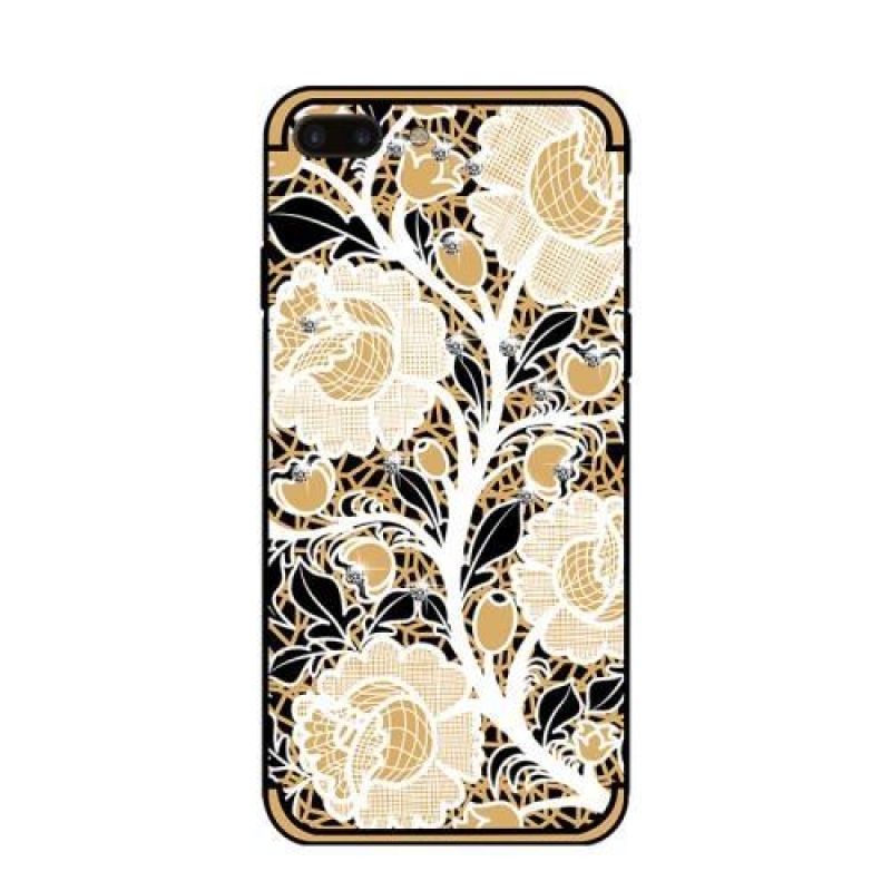 Rózsák zselés tok kristályokkal iPhone 7 Plus és iPhone 8 Plus készülékhez - narancssárga