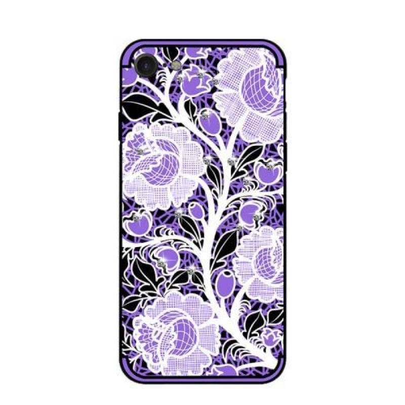 Rózsa zselés tok kristályokkal iPhone 8 és iPhone 7 készülékhez - lila
