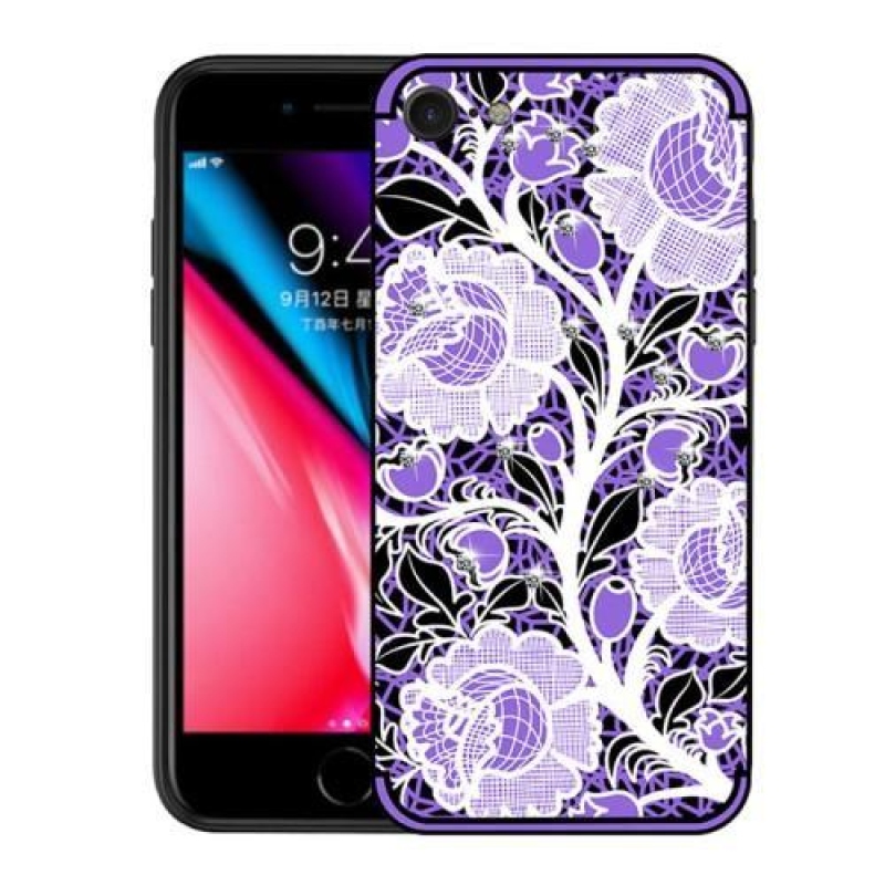 Rózsa zselés tok kristályokkal iPhone 8 és iPhone 7 készülékhez - lila