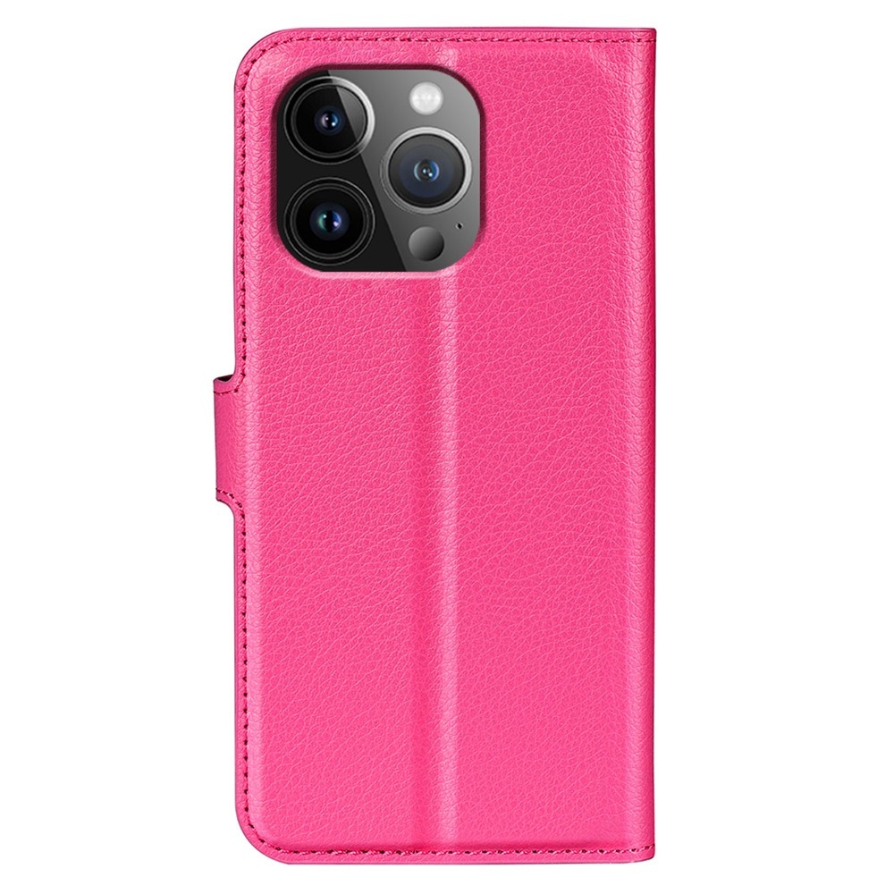 Litchi könyvtáska iPhone 15 Pro készülékhez - rózsaszínű