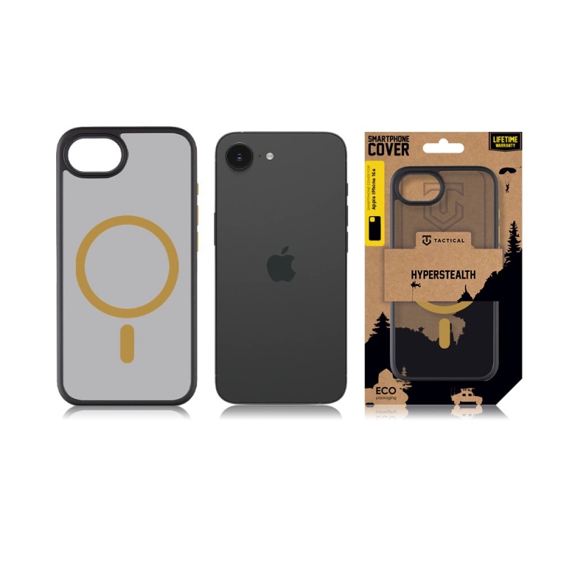 Taktikai MagForce Hyperstealth 2.0 borító iPhone 16e fekete/sárga színű készülékhez
