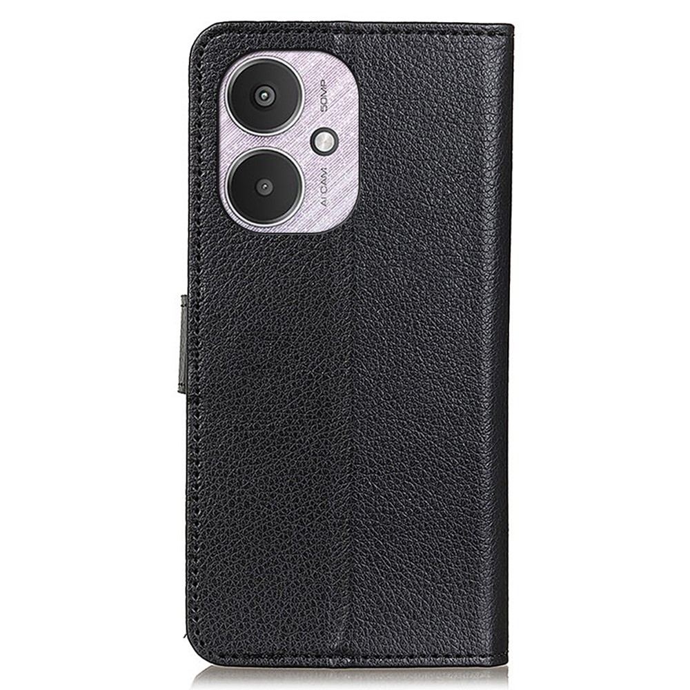 Litchie könyv tok a Xiaomi Poco C65/Redmi 13C 4G/5G készülékhez - fekete
