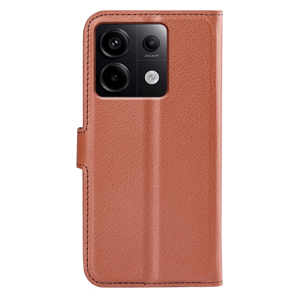 Litchi könyv tok Xiaomi Redmi Note 13 Pro 5G/Poco X6 5G - barna színben