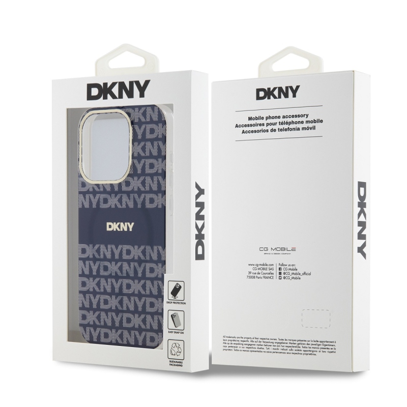 DKNY PC/TPU ismétlődő mintás tonális csíkos Magsafe hátlap iPhone 13 Pro Max kékhez