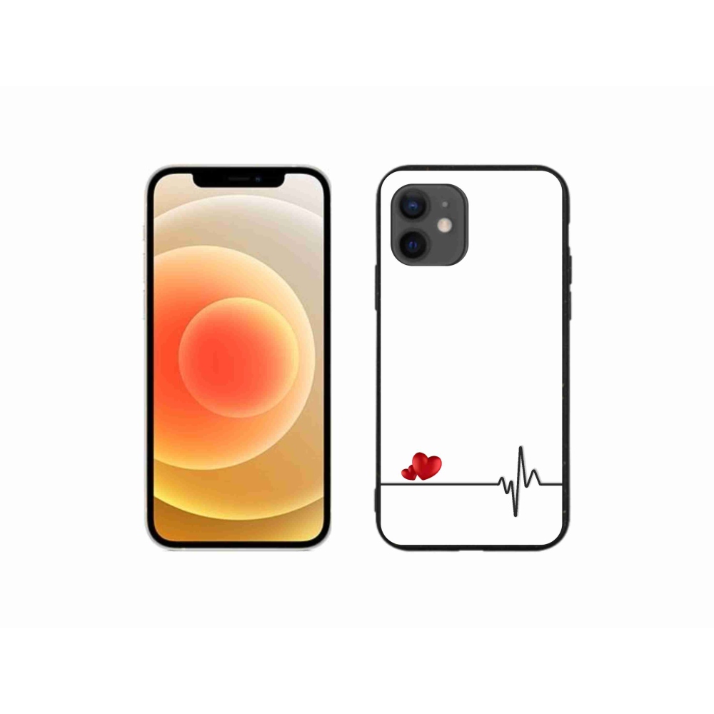 Gél borítás mmCase iPhone 12 mini készülékhez - szív és szívverés fehér háttérrel