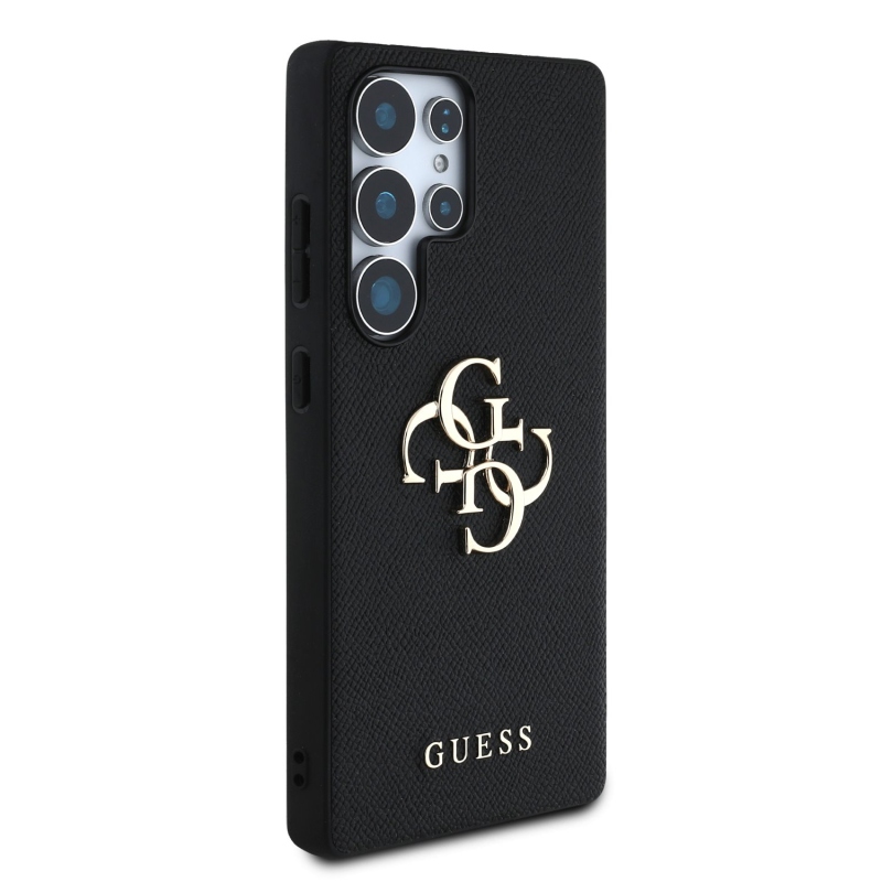 Guess PU szemcsés 4G fém logó hátlap Samsung Galaxy S25 Ultra fekete