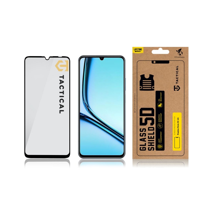 Taktikai üvegpajzs 5D üveg a Realme Note 50 4G fekete készülékhez