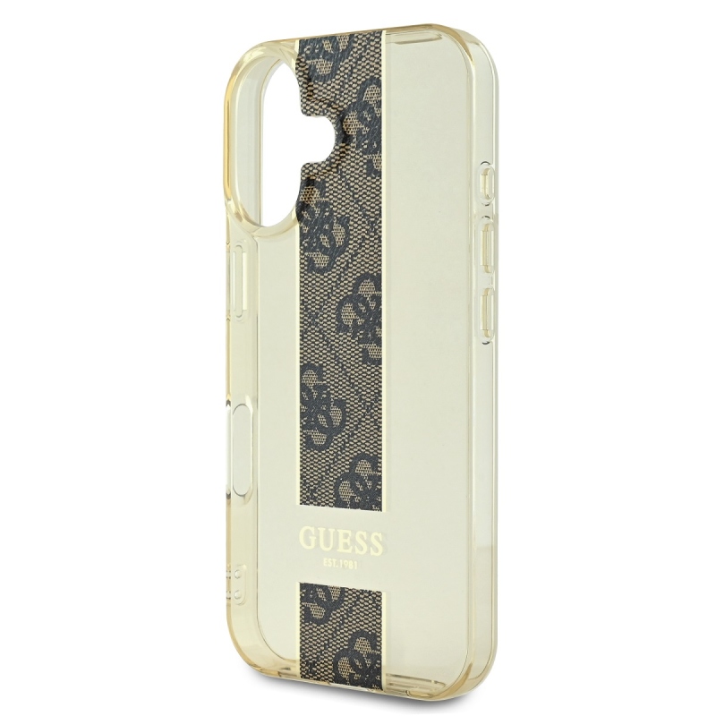 Guess IML Middle 4G csíkos hátlap iPhone 16 barna iPhone 16-hoz barna