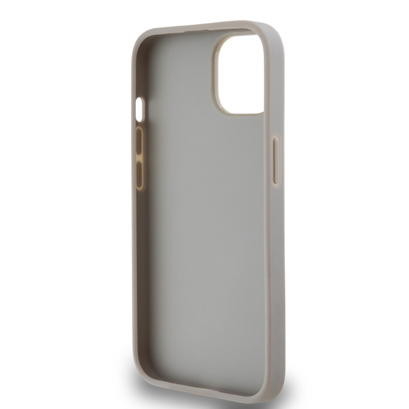 DKNY PU bőr kockás mintás és csíkos hátlapi borító iPhone 14 bézs színűre