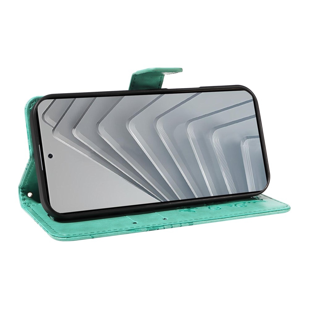 Nagy pillangó könyv tok a Xiaomi Redmi Note 14-hez - teal színű