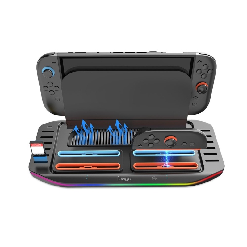 iPega SW2210 Többfunkciós újratölthető RGB állvány Nintendo Switch 2 fekete színű konzolhoz