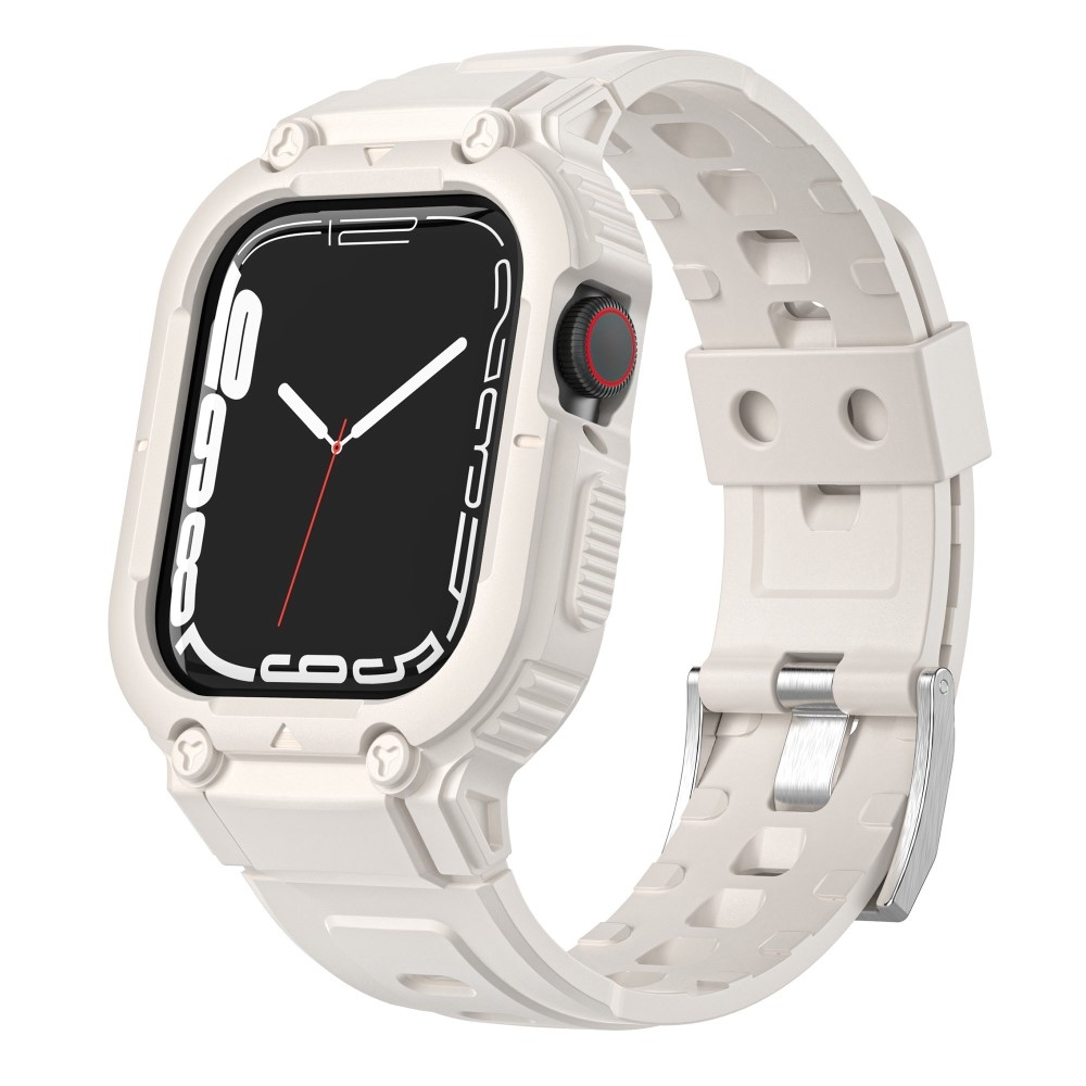 Cseppálló szilikon tok szíjjal Apple Watch Ultra 49mm készülékhez - bézs színű