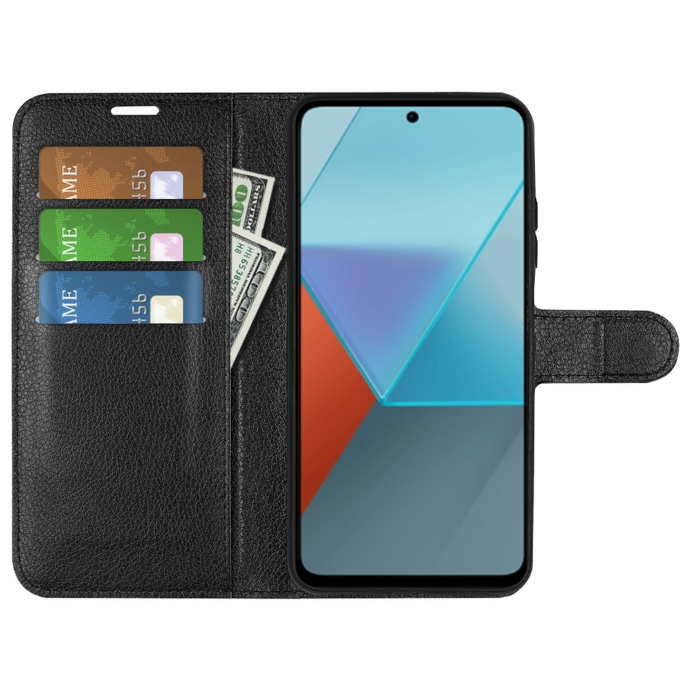 Litchi könyv tok Xiaomi Redmi Note 13 Pro 5G/Poco X6 5G - fekete