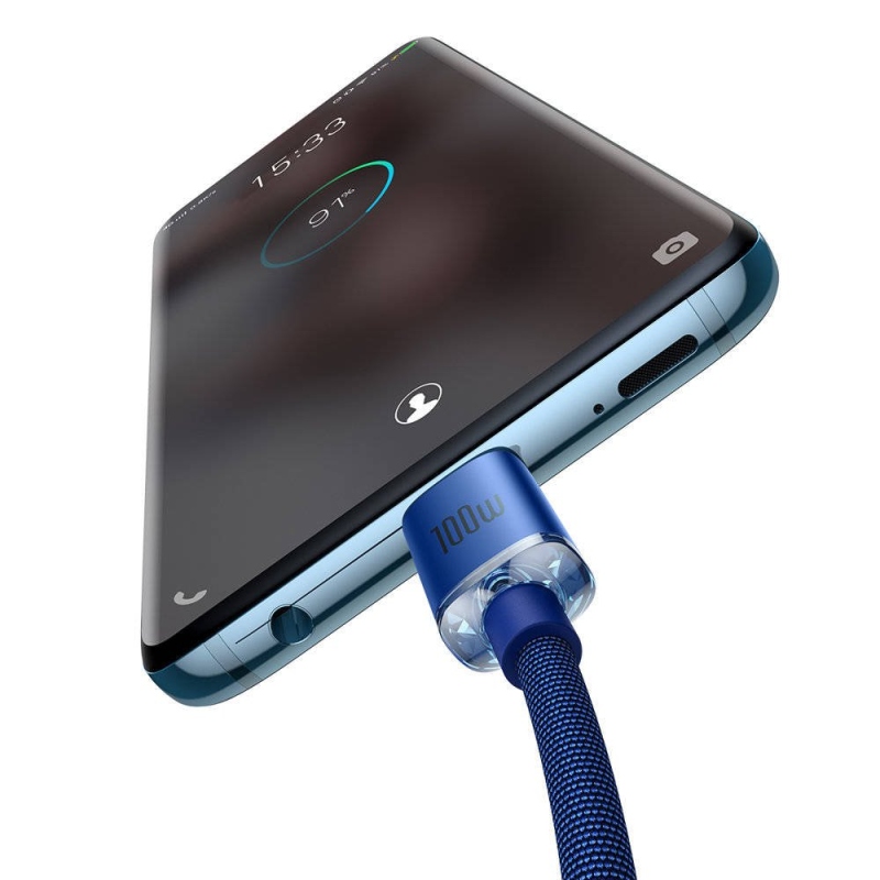 Baseus CAJY000603 Crystal Shine sorozatú adatkábel USB-C - USB-C 100W 1.2m kék