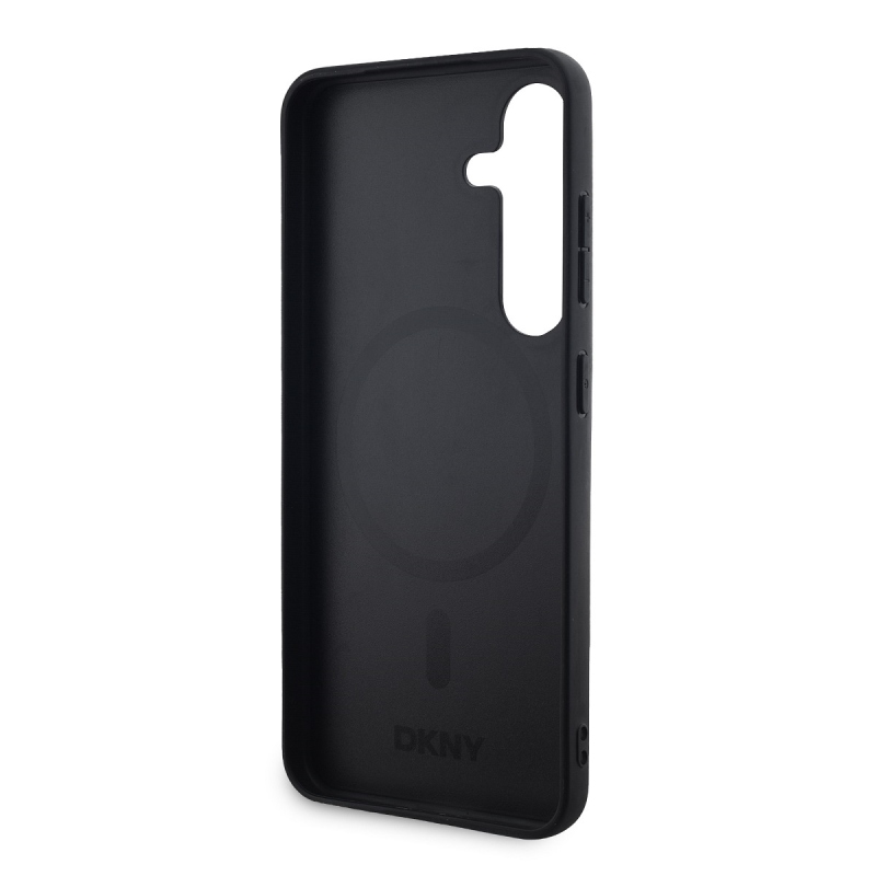 DKNY PU bőr kockás mintás Magsafe hátlap Samsung Galaxy S24+ fekete