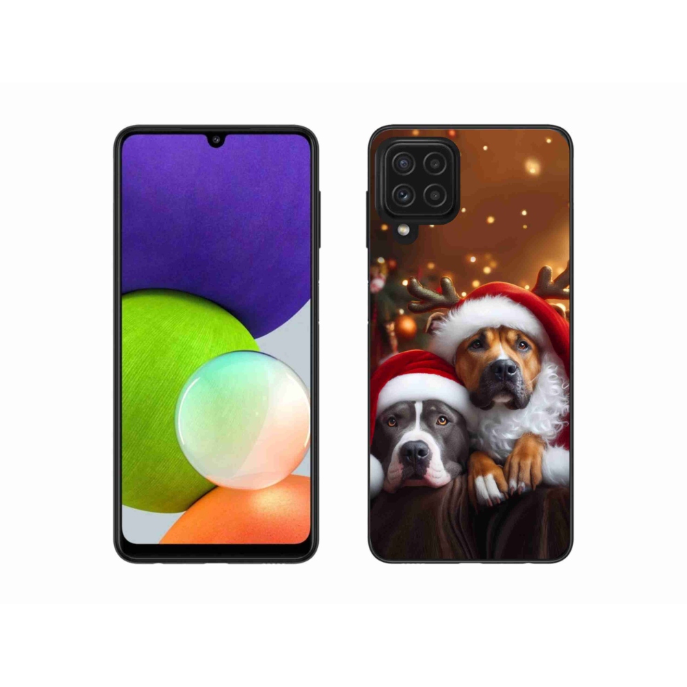 Gél borítás mmCase Samsung Galaxy A22 4G - Karácsonyi kutyák