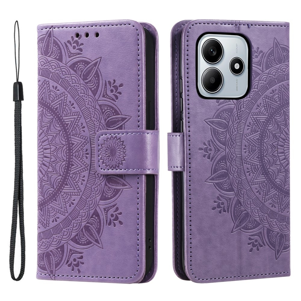 Mandala könyv tok a Xiaomi Redmi Note 14 5G-hez - lila