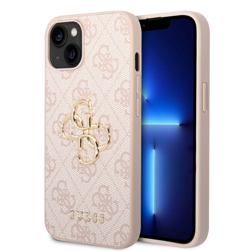 Guess PU 4G fém logós hátlap iPhone 15 rózsaszínhez