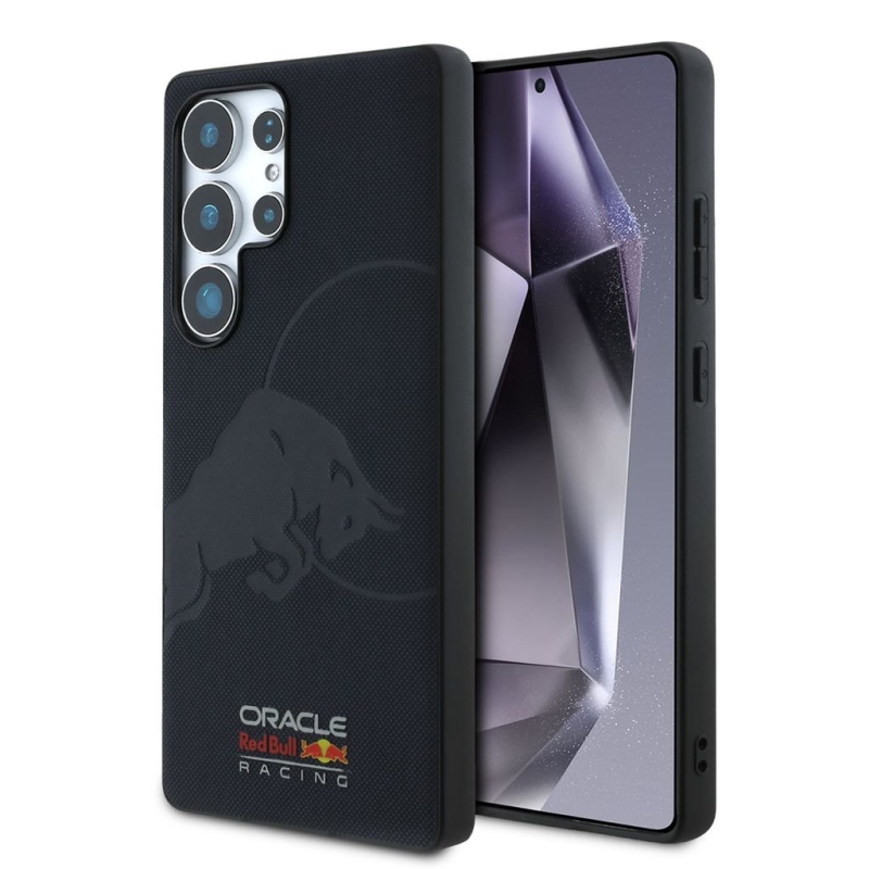 Red Bull Bőr hálós, dombornyomott logóval ellátott MagSafe hátlap a Samsung Galaxy S25 Ultra Navy számára