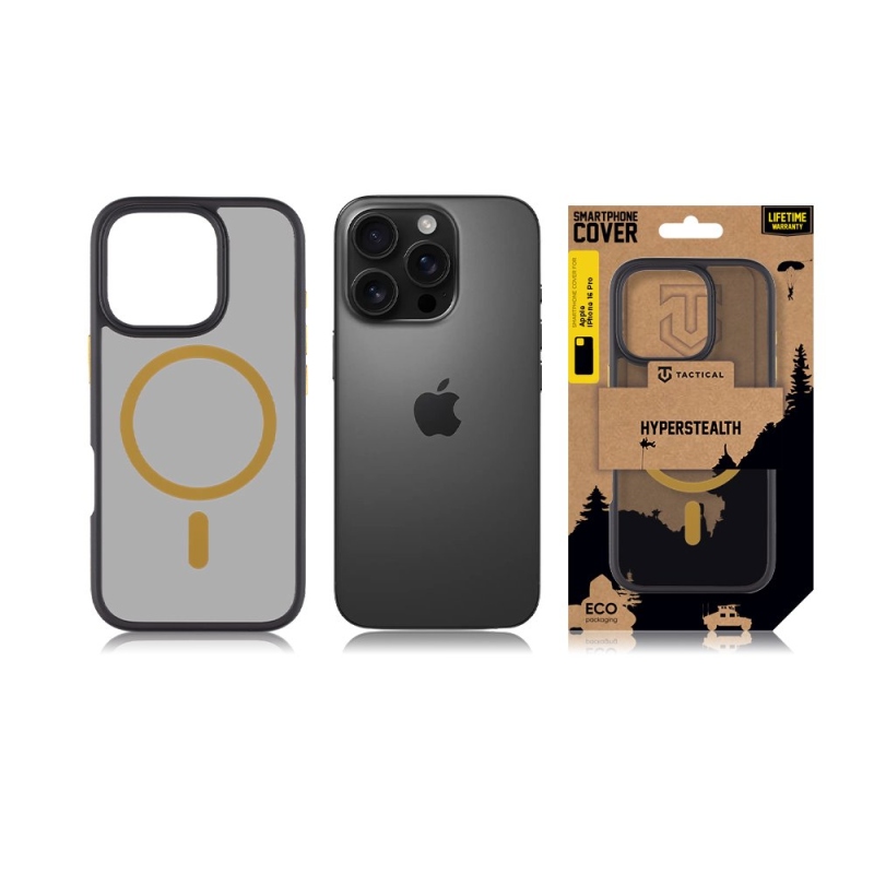 Taktikai MagForce Hyperstealth 2.0 borító iPhone 16 Pro fekete/sárga színű készülékhez