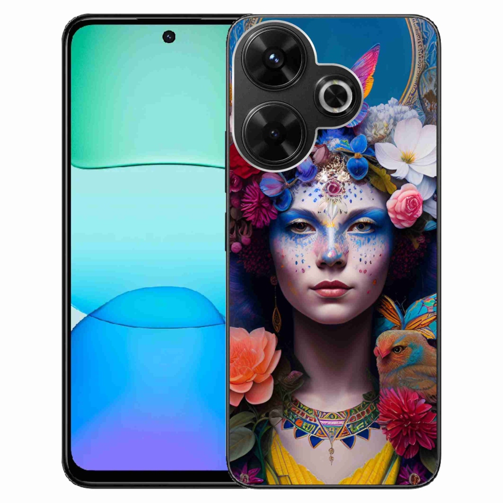 Gél borítás mmCase a Xiaomi Redmi 13 4G/Poco M6 4G - nő virágokkal
