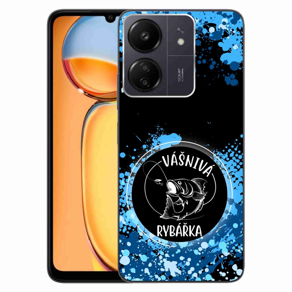 Gél borítás mmCase a Xiaomi Poco C65/Redmi 13C számára - szenvedélyes halász fekete háttérrel