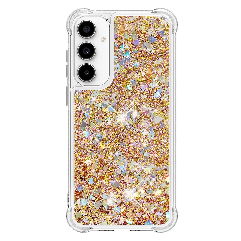 Glitter zselés homokóra tok Samsung Galaxy A35 5G - arany/szív
