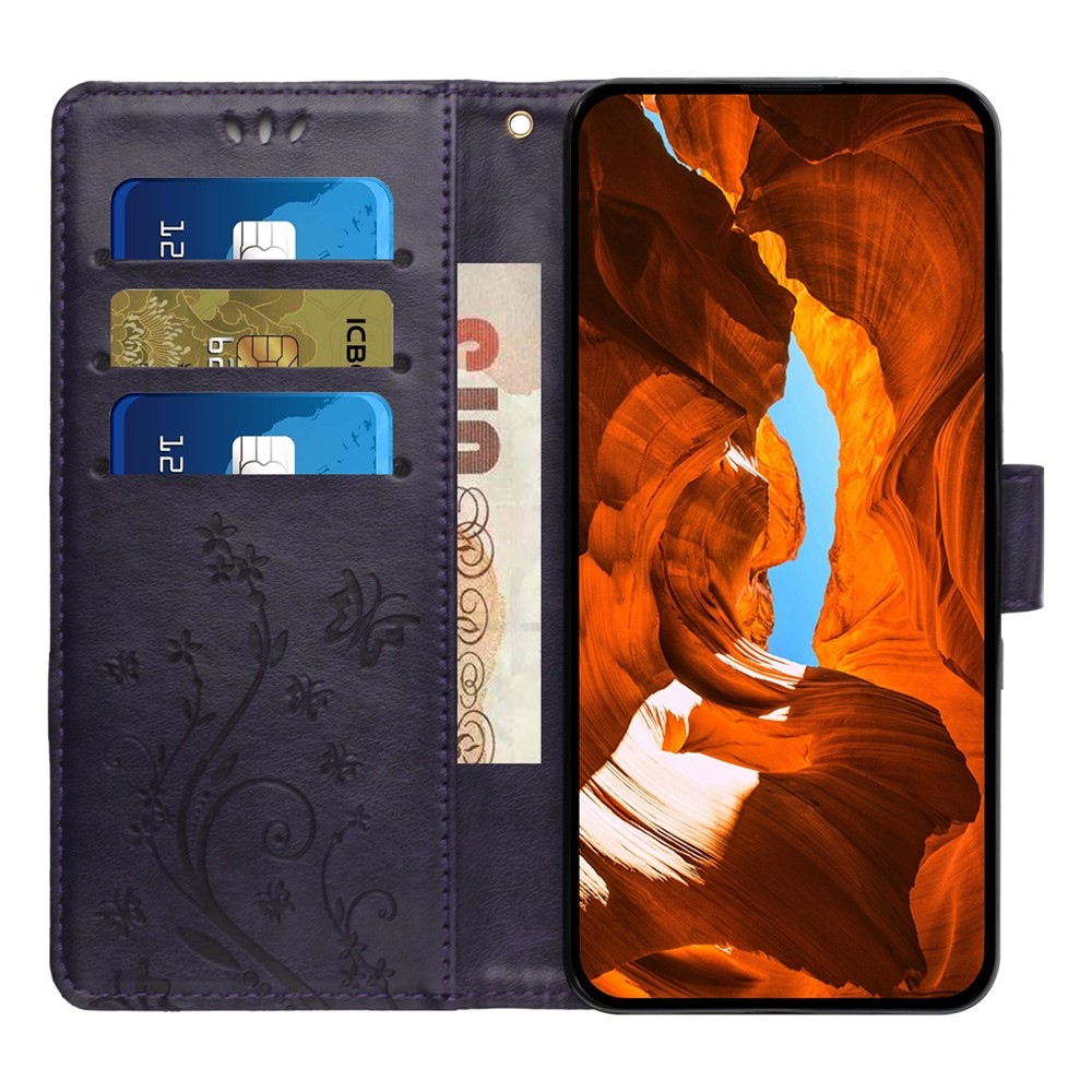 Virágok könyvtáska iPhone 17 készülékhez - sötétlila