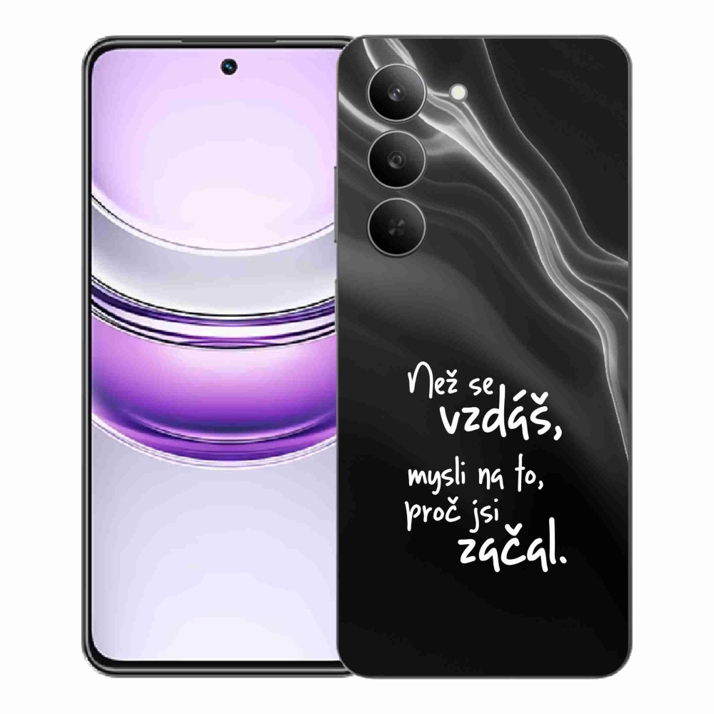 Gél borítás mmCase a Realme 14x 5G - idézet 2 fekete háttérrel