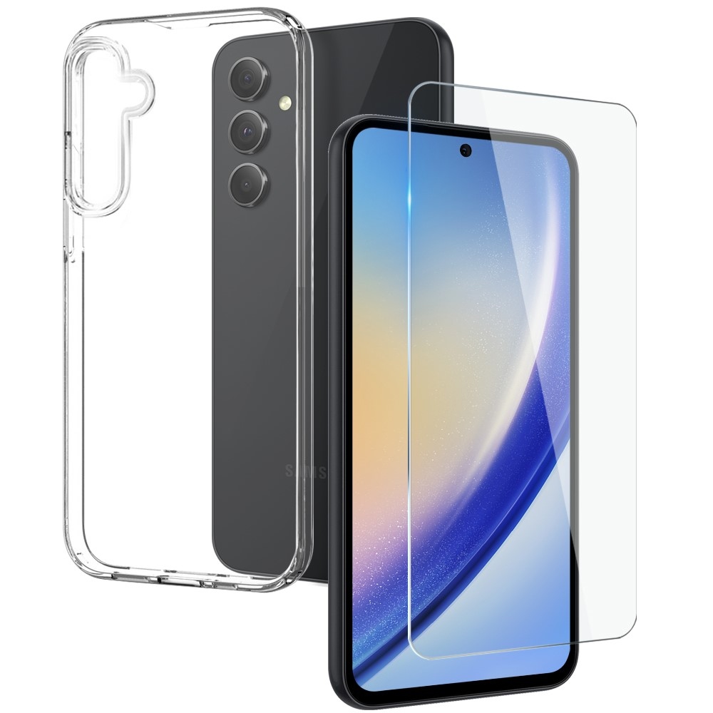 NORTHJO átlátszó zselés tok + edzett üveg Samsung Galaxy A55 5G - átlátszó