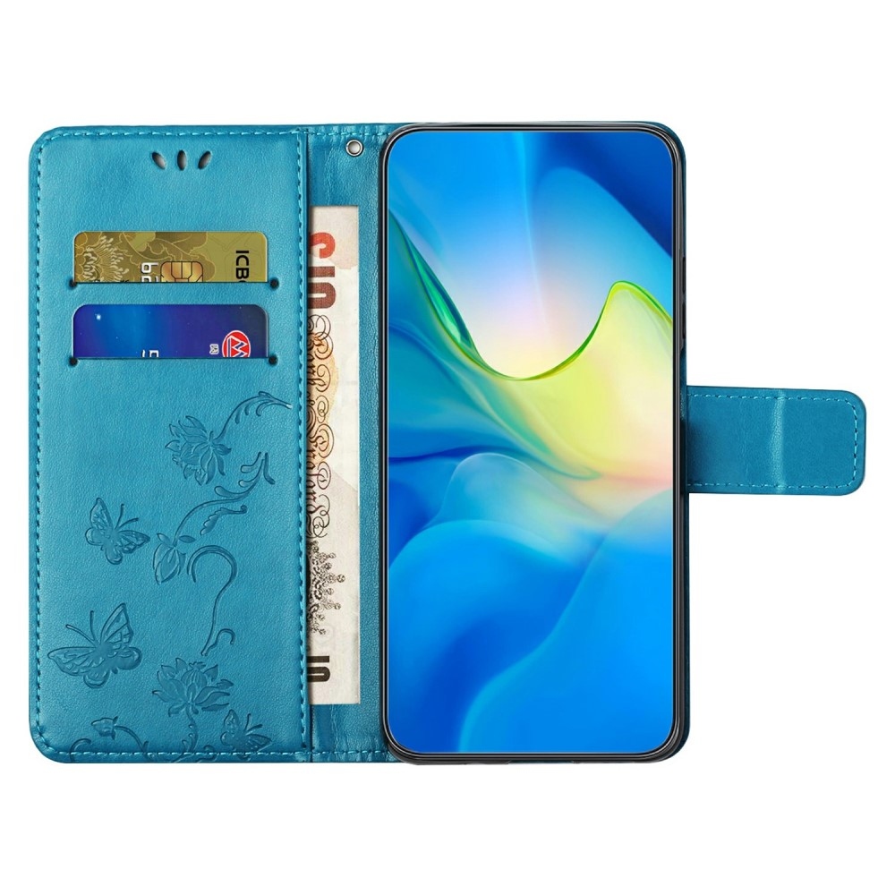 Virágos könyvtáska Samsung Galaxy A26 5G - kék