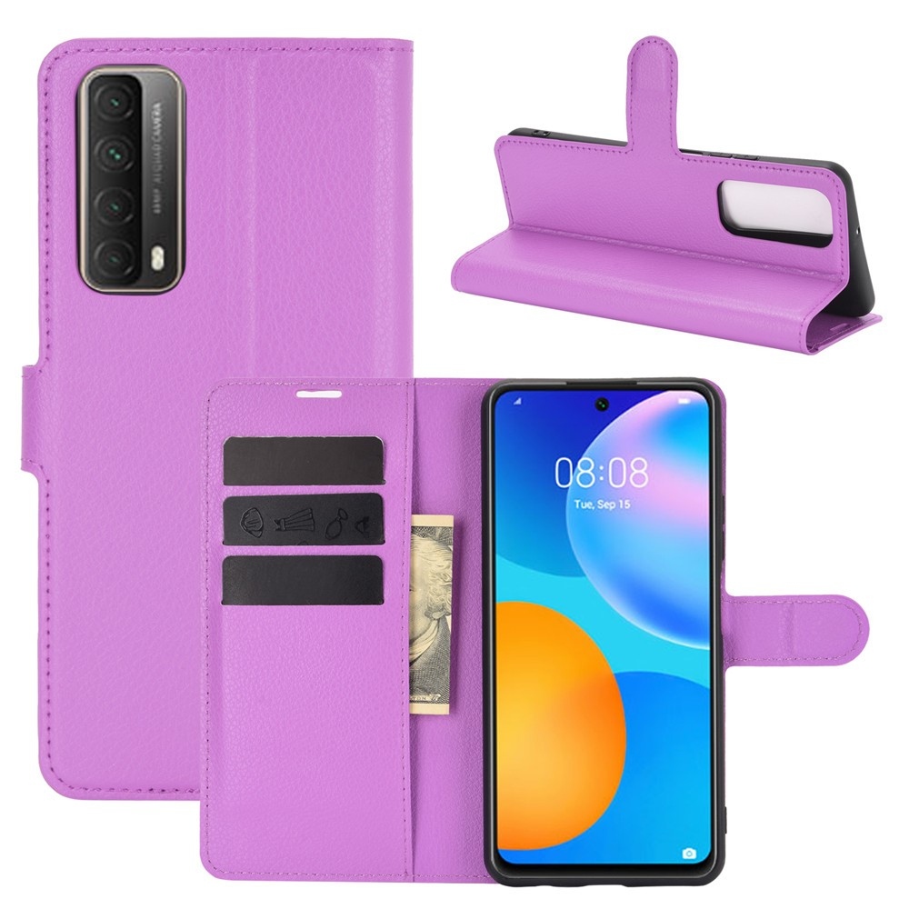 Litchi könyvtáska Huawei P Smart (2021) - lila
