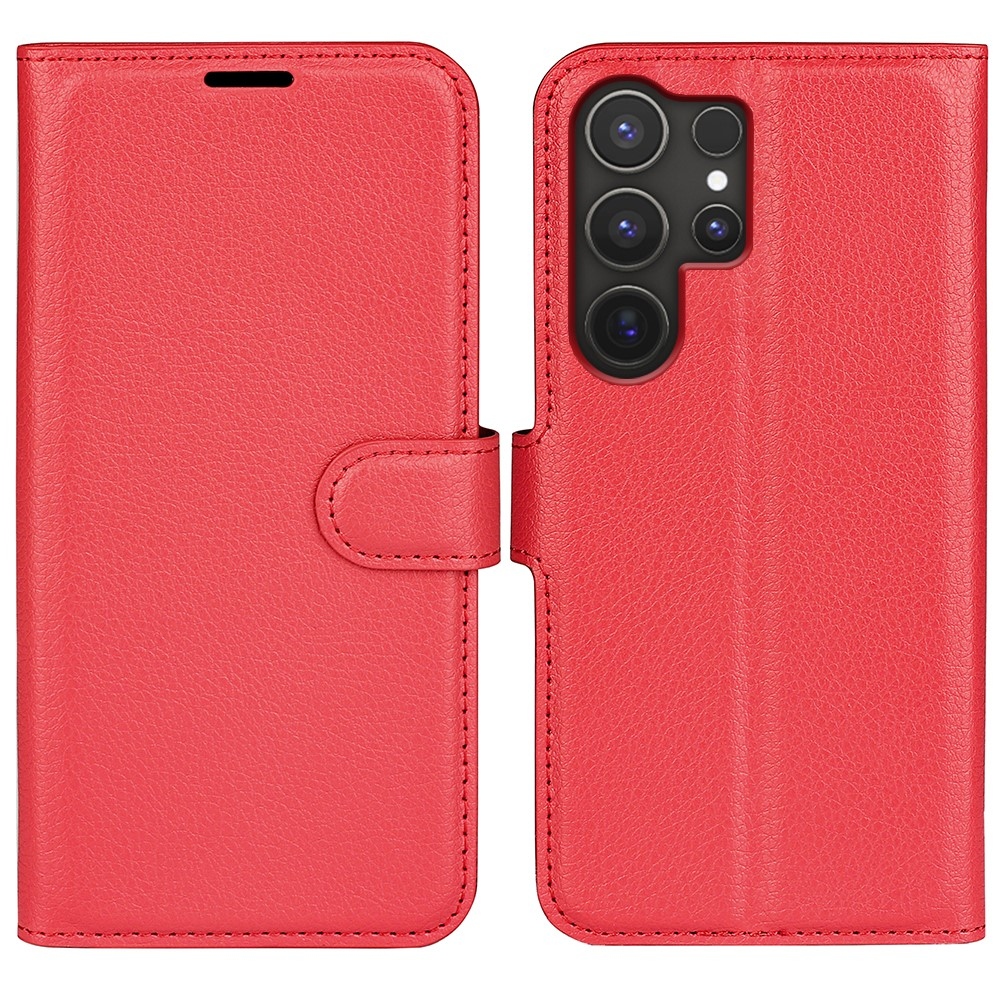 Litchi könyv tok Samsung Galaxy S25 Ultra készülékhez - piros