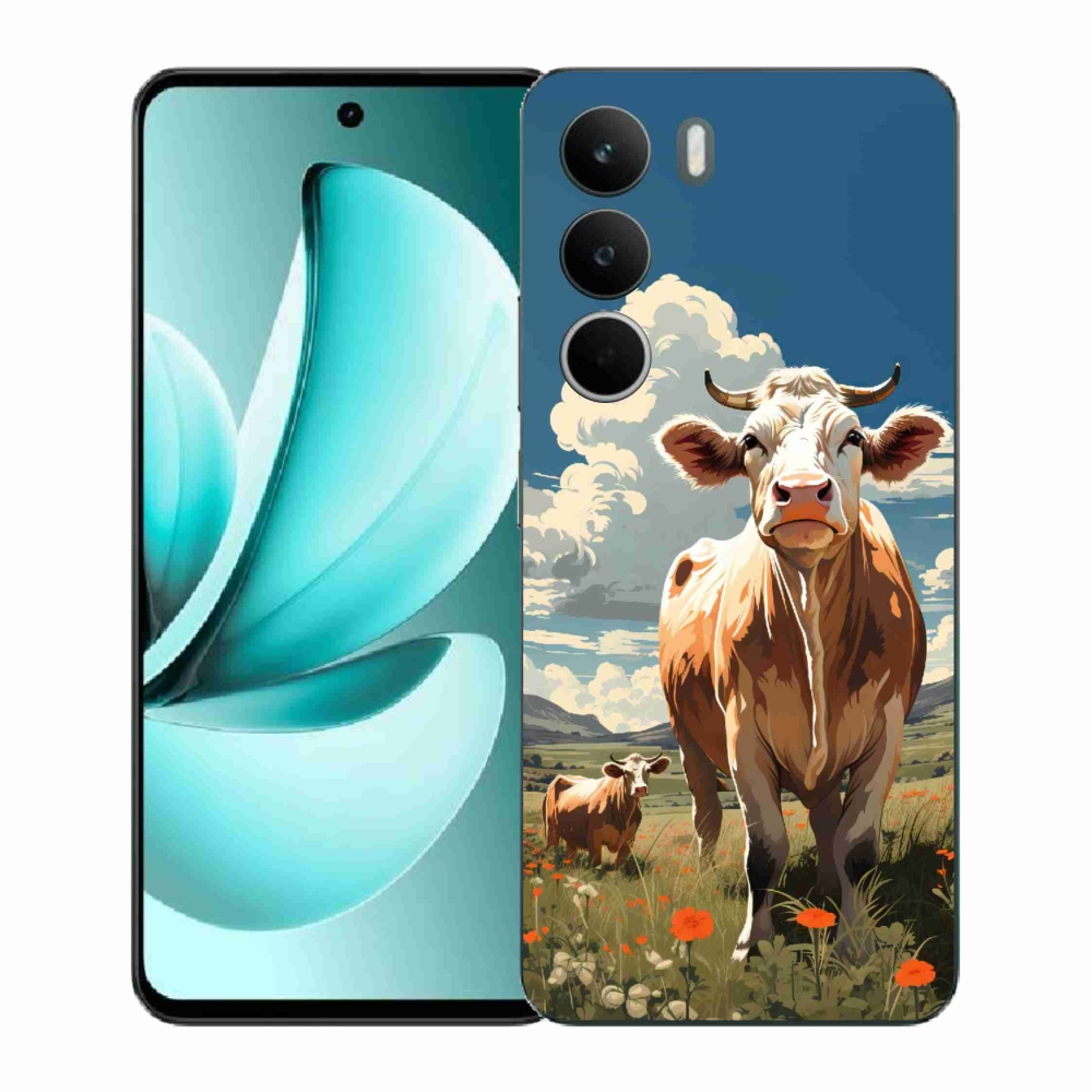 Gél borító mmCase a Realme C71 készülékhez - tehenek a réten