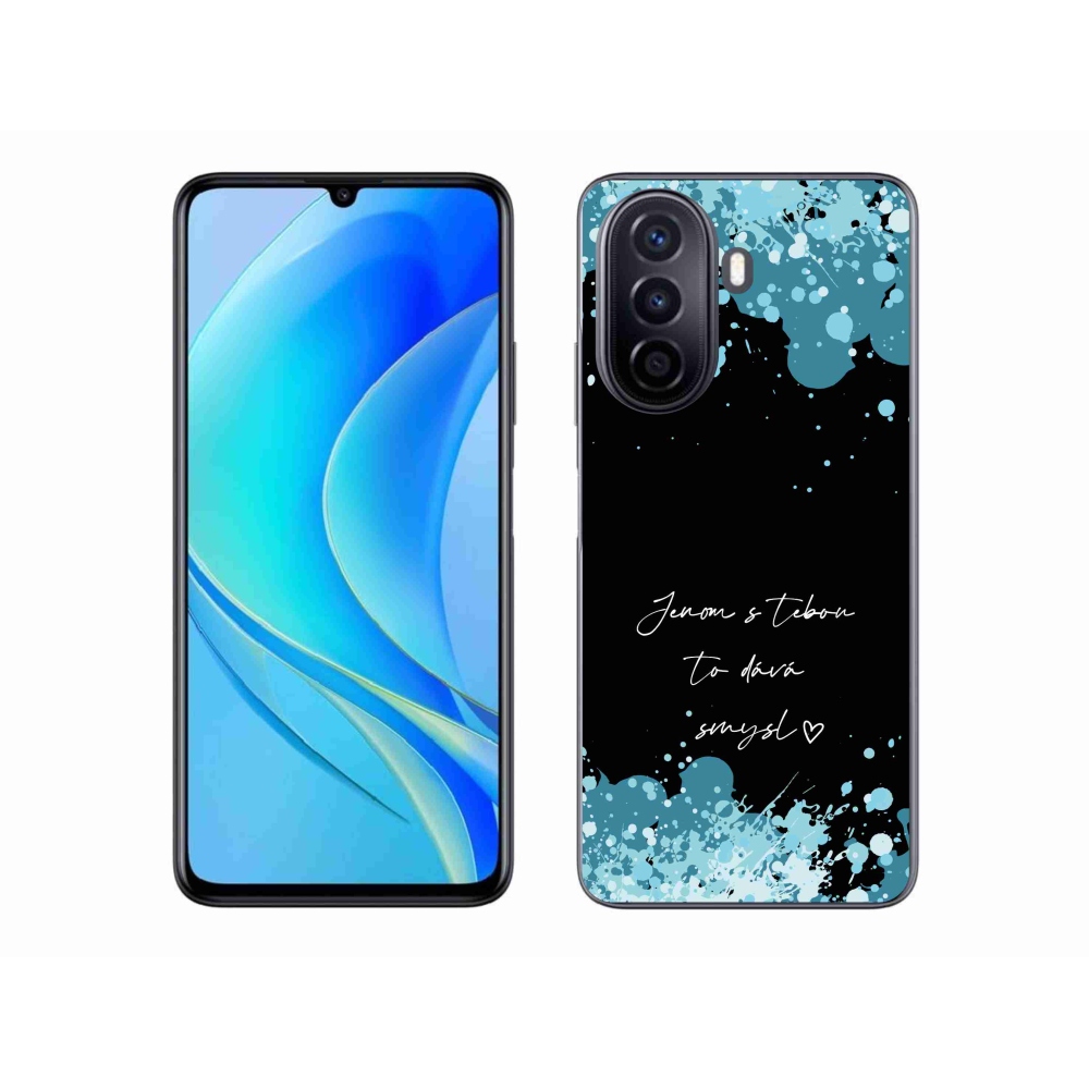 Gél borító mmCase a Huawei Nova Y70-en - szöveg szerelemben fekete háttérrel
