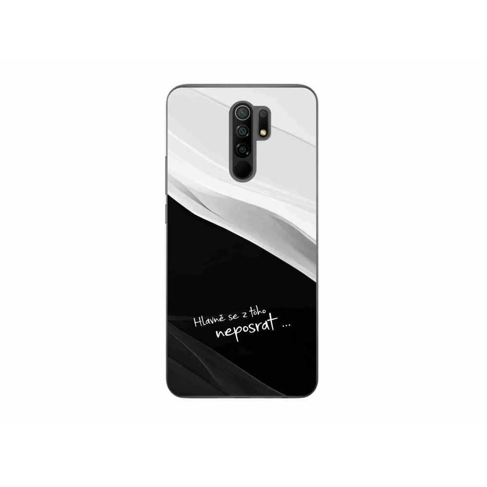 Gél borító mmCase a Xiaomi Redmi 9-hez - vicces szöveg 13 fekete-fehér háttérrel