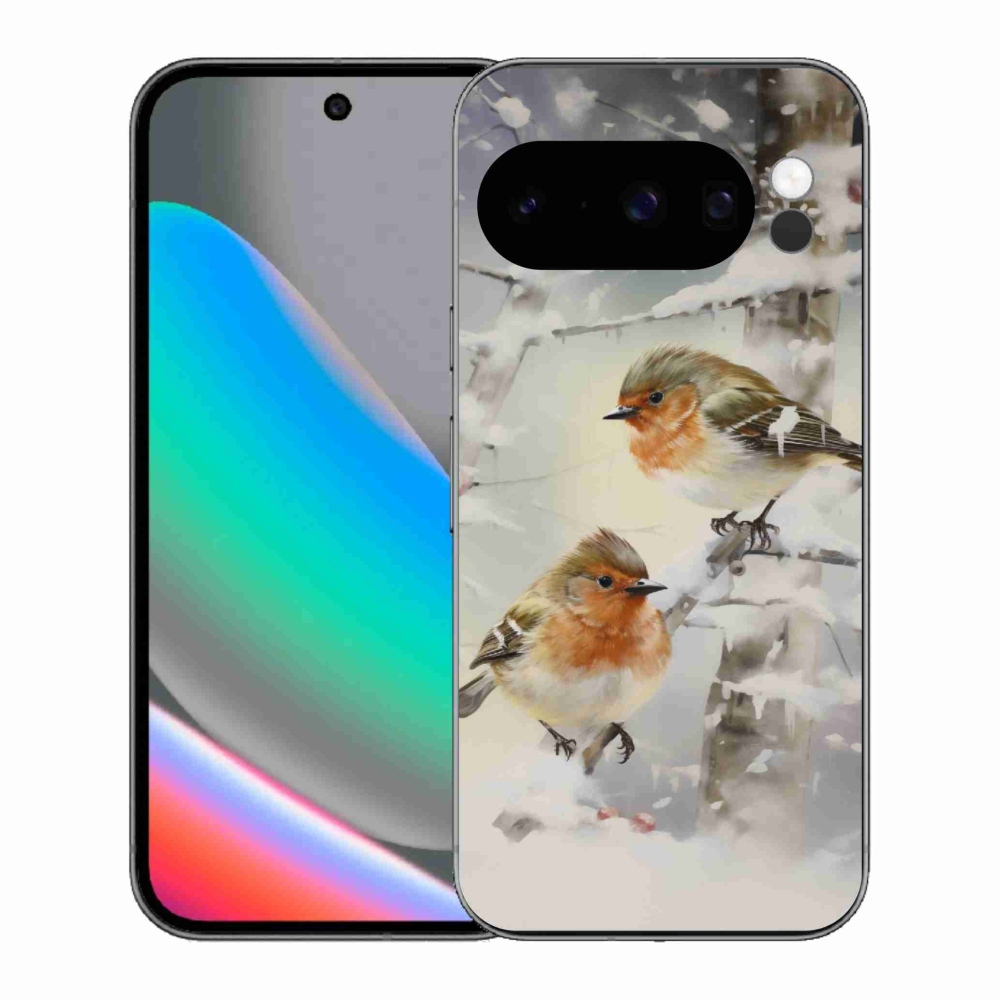 Zselés borítás mmCase a Google Pixel 10 Pro számára - madarak télen