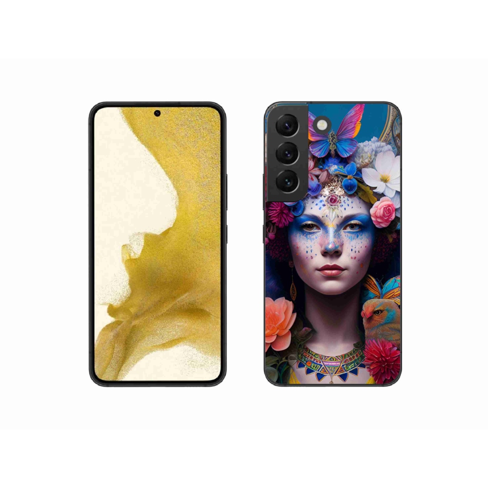 Gél borítás mmCase Samsung Galaxy S22 5G - nő virágokkal