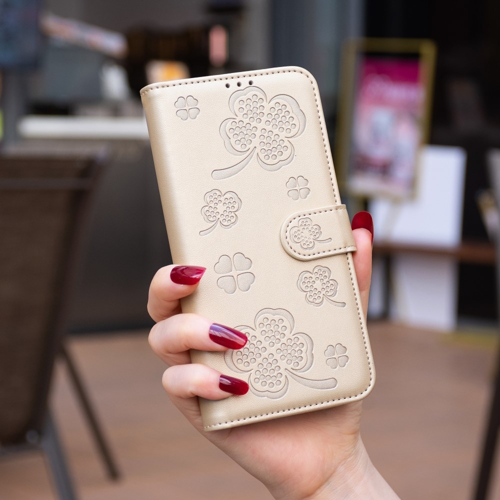 Clover könyv tok Samsung Galaxy A56 5G-hez - arany színű
