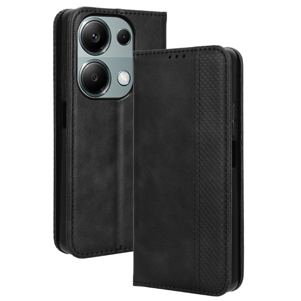 Vintage könyv tok a Xiaomi Redmi Note 14S/Note 13 Pro 4G/Poco M6 Pro számára - fekete