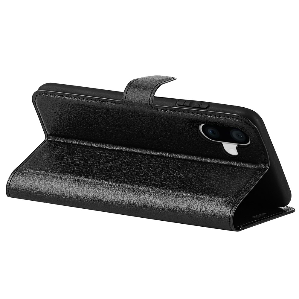 Litchi könyv tok iPhone 16-hoz - fekete