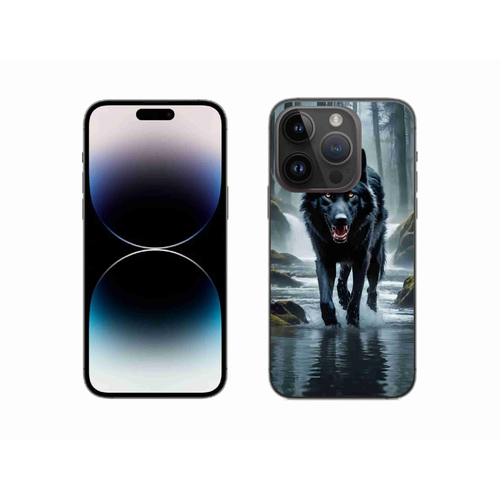 Zselés borítás mmCase iPhone 14 Pro készülékhez - fekete farkas
