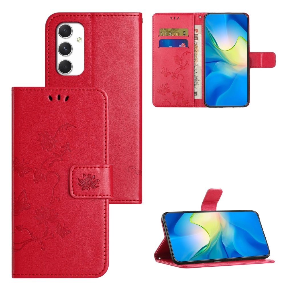 Virágos könyv tok Samsung Galaxy A16 4G/5G készülékhez - piros