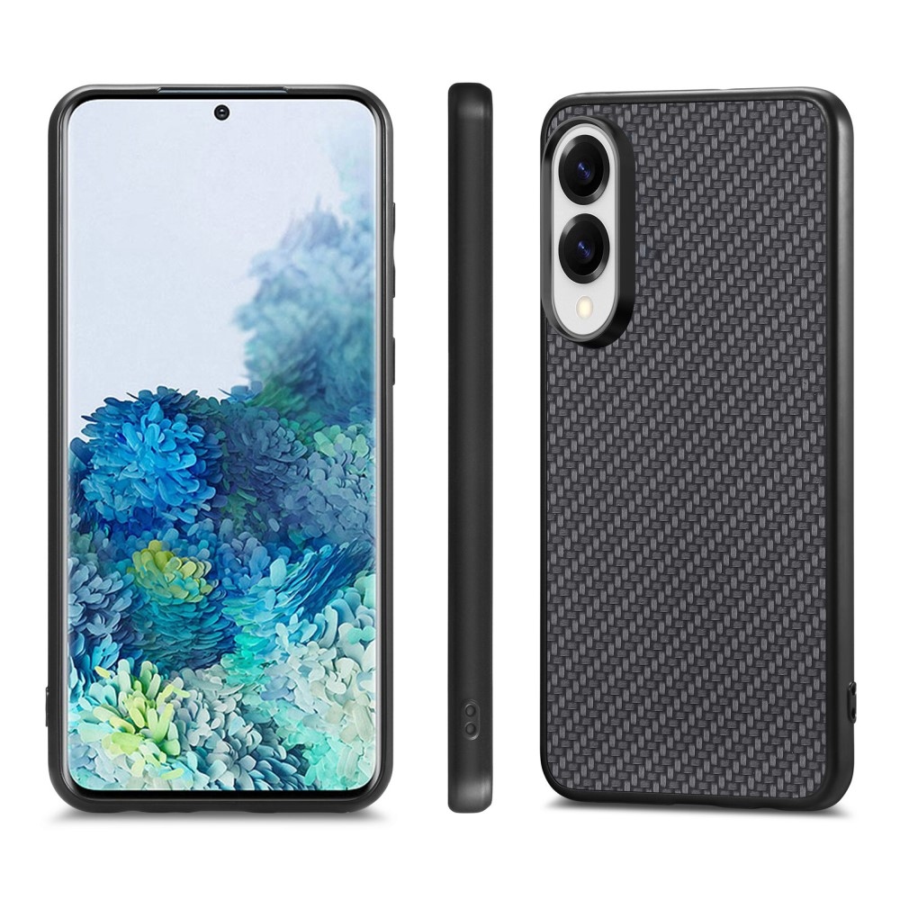 Zselés bevonatú tok műbőrrel és tömör hátlappal Samsung Galaxy S25 Edge készülékre - fekete
