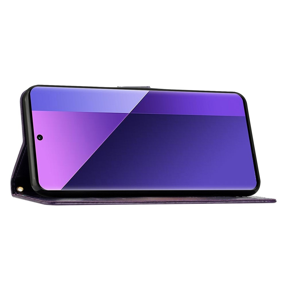 Virágok könyv tok Xiaomi 14T-hez - sötét lila