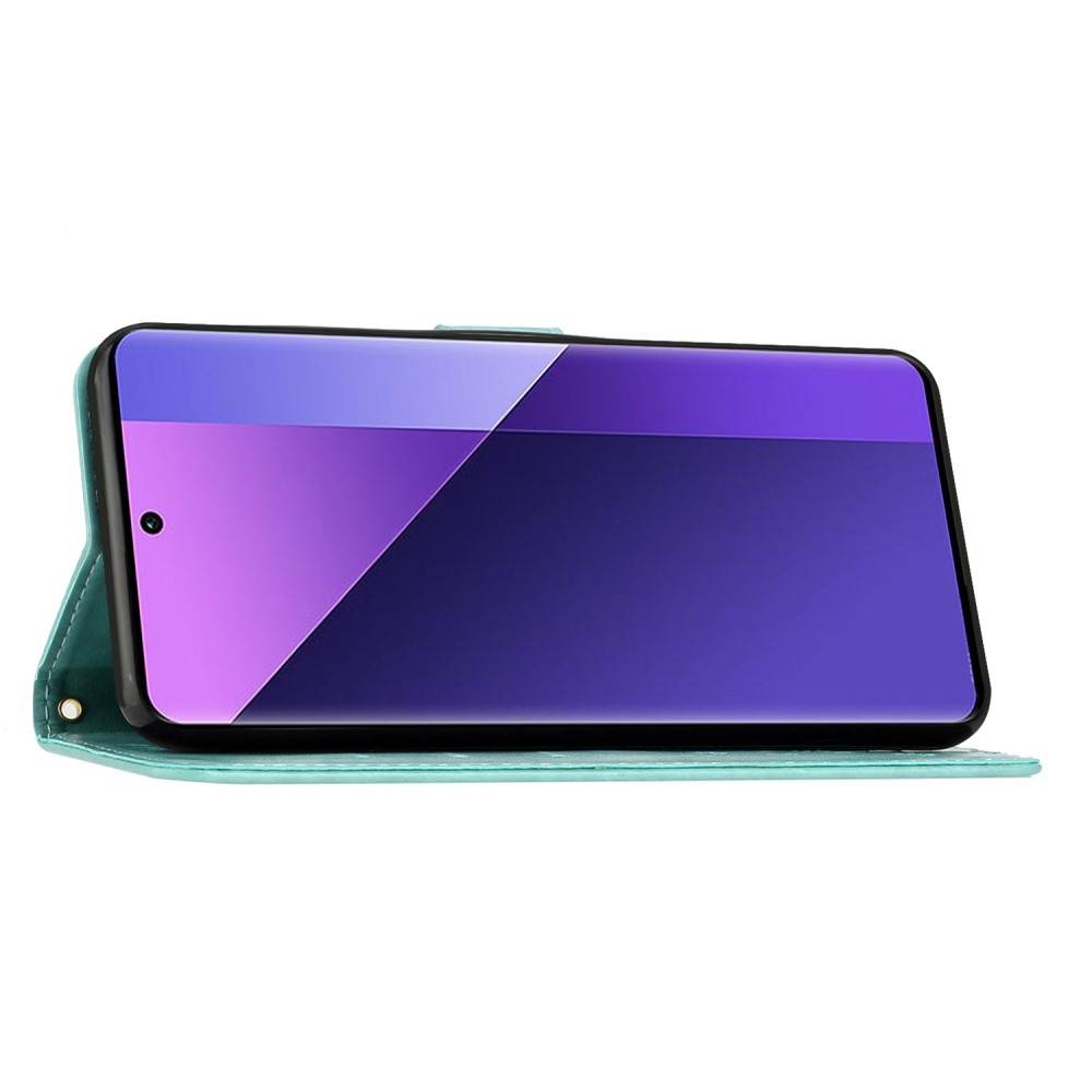 Virágok könyv tok Xiaomi Redmi 14C/Poco C75-hez - teal színű